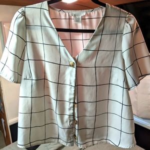 urban romantics • windowpane button-down blouse